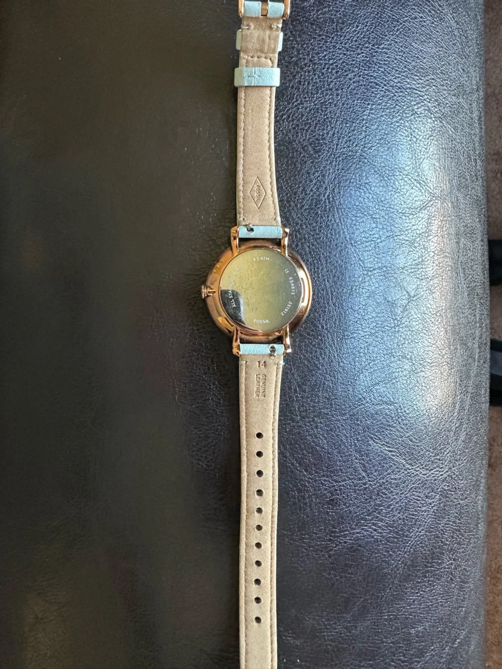 Fossil Women's Mint Leather Floral Dial Rose Gold Watch